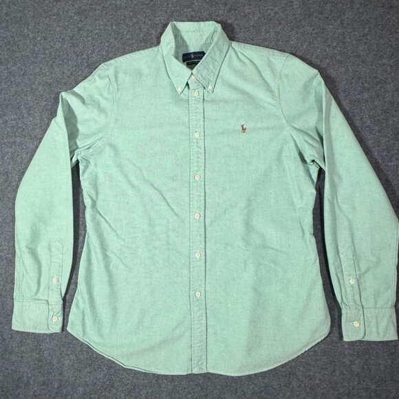 Ralph Lauren Mens Long Sleeve Button Oxford Shirt Custom Fit XL‎ Slim Mint Green - Picture 1 of 11